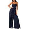 imagePRETTYGARDEN Jumpsuits for Women 2026 Sleeveless Strap Wide Leg Date Night Rompers Beach Vacation One Piece Summer OutfitsNavy Blue