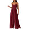 imagePRETTYGARDEN Jumpsuits for Women 2026 Sleeveless Strap Wide Leg Date Night Rompers Beach Vacation One Piece Summer OutfitsWine Red