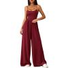 imagePRETTYGARDEN Jumpsuits for Women 2026 Sleeveless Strap Wide Leg Date Night Rompers Beach Vacation One Piece Summer OutfitsWine Red