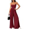 imagePRETTYGARDEN Jumpsuits for Women 2026 Sleeveless Strap Wide Leg Date Night Rompers Beach Vacation One Piece Summer OutfitsWine Red