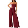 imagePRETTYGARDEN Jumpsuits for Women 2026 Sleeveless Strap Wide Leg Date Night Rompers Beach Vacation One Piece Summer OutfitsWine Red