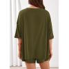 imagePRETTYGARDEN Womens 2 Piece Sets 2026 Oversized Vneck Half Sleeve Tops Shorts Lounge Set Casual Summer Travel Beach OutfitsArmy Green