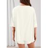 imagePRETTYGARDEN Womens 2 Piece Sets 2026 Oversized Vneck Half Sleeve Tops Shorts Lounge Set Casual Summer Travel Beach OutfitsBeige White