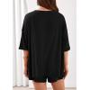 imagePRETTYGARDEN Womens 2 Piece Sets 2026 Oversized Vneck Half Sleeve Tops Shorts Lounge Set Casual Summer Travel Beach OutfitsBlack