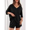 imagePRETTYGARDEN Womens 2 Piece Sets 2026 Oversized Vneck Half Sleeve Tops Shorts Lounge Set Casual Summer Travel Beach OutfitsBlack