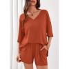 imagePRETTYGARDEN Womens 2 Piece Sets 2026 Oversized Vneck Half Sleeve Tops Shorts Lounge Set Casual Summer Travel Beach OutfitsBurnt Orange