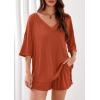 imagePRETTYGARDEN Womens 2 Piece Sets 2026 Oversized Vneck Half Sleeve Tops Shorts Lounge Set Casual Summer Travel Beach OutfitsBurnt Orange