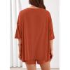 imagePRETTYGARDEN Womens 2 Piece Sets 2026 Oversized Vneck Half Sleeve Tops Shorts Lounge Set Casual Summer Travel Beach OutfitsBurnt Orange