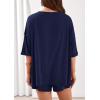imagePRETTYGARDEN Womens 2 Piece Sets 2026 Oversized Vneck Half Sleeve Tops Shorts Lounge Set Casual Summer Travel Beach OutfitsNavy Blue