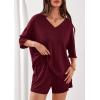 imagePRETTYGARDEN Womens 2 Piece Sets 2026 Oversized Vneck Half Sleeve Tops Shorts Lounge Set Casual Summer Travel Beach OutfitsWine Red