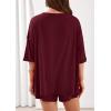 imagePRETTYGARDEN Womens 2 Piece Sets 2026 Oversized Vneck Half Sleeve Tops Shorts Lounge Set Casual Summer Travel Beach OutfitsWine Red