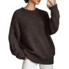 imagePRETTYGARDEN Womens Fall Long Sleeve Sweater Crew Neck Fuzzy Loose Fit Chunky Knit Oversized Pullover Sweaters Going Out TopsBrown Coffee