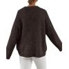 imagePRETTYGARDEN Womens Fall Long Sleeve Sweater Crew Neck Fuzzy Loose Fit Chunky Knit Oversized Pullover Sweaters Going Out TopsBrown Coffee