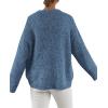 imagePRETTYGARDEN Womens Fall Long Sleeve Sweater Crew Neck Fuzzy Loose Fit Chunky Knit Oversized Pullover Sweaters Going Out TopsDenim Blue