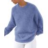 imagePRETTYGARDEN Womens Fall Long Sleeve Sweater Crew Neck Fuzzy Loose Fit Chunky Knit Oversized Pullover Sweaters Going Out TopsMist Blue