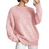 imagePRETTYGARDEN Womens Fall Long Sleeve Sweater Crew Neck Fuzzy Loose Fit Chunky Knit Oversized Pullover Sweaters Going Out TopsPink