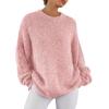 imagePRETTYGARDEN Womens Fall Long Sleeve Sweater Crew Neck Fuzzy Loose Fit Chunky Knit Oversized Pullover Sweaters Going Out TopsPink