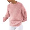 imagePRETTYGARDEN Womens Fall Long Sleeve Sweater Crew Neck Fuzzy Loose Fit Chunky Knit Oversized Pullover Sweaters Going Out TopsPink