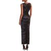 imagePRETTYGARDEN Womens Summer Wedding Guest Dress 2026 Spring Mesh Sleeveless Bodycon Ruched Floral Holiday Maxi Long DressesFloral Black