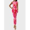 imagePRETTYGARDEN Womens Summer Wedding Guest Dress 2026 Spring Mesh Sleeveless Bodycon Ruched Floral Holiday Maxi Long DressesPink Floral