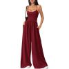 imagePRETTYGARDEN Jumpsuits for Women 2026 Sleeveless Strap Wide Leg Date Night Rompers Beach Vacation One Piece Summer OutfitsWine Red