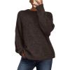 imagePRETTYGARDEN Womens Fall Long Sleeve Sweater Crew Neck Fuzzy Loose Fit Chunky Knit Oversized Pullover Sweaters Going Out TopsBrown Coffee