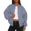 imagePRETTYGARDEN Womens Quilted Bomber Jacket Fall Fashion 2025 Lightweight Cropped Zip up Outerwear Winter Puffer Coats PocketsDusty Blue
