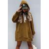 imagePRETTYGARDEN Sweatshirt for Women 2026 Fall Oversized Pullover Long Sleeve Casual Hoodie Dress Kangaroo Pocket Winter ClothesDark Khaki