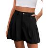 imagePRETTYGARDEN Womens Shorts Casual 2026 Summer Elastic High Waist Zipper Button Tailored Shorts Pleated Beach Vacation OutfitsBlack