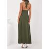 imagePRETTYGARDEN Holiday Cocktail Dresses for Women 2026 Summer Elegant V Neck Halter Backless Wedding Guest Party Midi DressArmy Green
