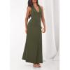 imagePRETTYGARDEN Holiday Cocktail Dresses for Women 2026 Summer Elegant V Neck Halter Backless Wedding Guest Party Midi DressArmy Green