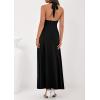 imagePRETTYGARDEN Holiday Cocktail Dresses for Women 2026 Summer Elegant V Neck Halter Backless Wedding Guest Party Midi DressBlack