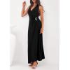 imagePRETTYGARDEN Holiday Cocktail Dresses for Women 2026 Summer Elegant V Neck Halter Backless Wedding Guest Party Midi DressBlack