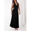 imagePRETTYGARDEN Holiday Cocktail Dresses for Women 2026 Summer Elegant V Neck Halter Backless Wedding Guest Party Midi DressBlack