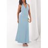 imagePRETTYGARDEN Holiday Cocktail Dresses for Women 2026 Summer Elegant V Neck Halter Backless Wedding Guest Party Midi DressBlue