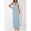 imagePRETTYGARDEN Holiday Cocktail Dresses for Women 2026 Summer Elegant V Neck Halter Backless Wedding Guest Party Midi DressBlue