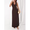 imagePRETTYGARDEN Holiday Cocktail Dresses for Women 2026 Summer Elegant V Neck Halter Backless Wedding Guest Party Midi DressBrown