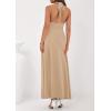 imagePRETTYGARDEN Holiday Cocktail Dresses for Women 2026 Summer Elegant V Neck Halter Backless Wedding Guest Party Midi DressKhaki