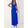 imagePRETTYGARDEN Holiday Cocktail Dresses for Women 2026 Summer Elegant V Neck Halter Backless Wedding Guest Party Midi DressRoyal Blue