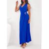 imagePRETTYGARDEN Holiday Cocktail Dresses for Women 2026 Summer Elegant V Neck Halter Backless Wedding Guest Party Midi DressRoyal Blue