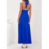 imagePRETTYGARDEN Holiday Cocktail Dresses for Women 2026 Summer Elegant V Neck Halter Backless Wedding Guest Party Midi DressRoyal Blue