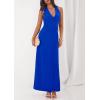 imagePRETTYGARDEN Holiday Cocktail Dresses for Women 2026 Summer Elegant V Neck Halter Backless Wedding Guest Party Midi DressRoyal Blue