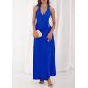 imagePRETTYGARDEN Holiday Cocktail Dresses for Women 2026 Summer Elegant V Neck Halter Backless Wedding Guest Party Midi DressRoyal Blue
