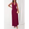 imagePRETTYGARDEN Holiday Cocktail Dresses for Women 2026 Summer Elegant V Neck Halter Backless Wedding Guest Party Midi DressWine Red