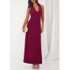 imagePRETTYGARDEN Holiday Cocktail Dresses for Women 2026 Summer Elegant V Neck Halter Backless Wedding Guest Party Midi DressWine Red