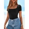 imagePRETTYGARDEN Short Sleeve Shirts for Women 2026 Summer Trendy Scoop Neck Ribbed Tops Spring Casual Slim Fitted Basic TeesBlack