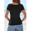 imagePRETTYGARDEN Short Sleeve Shirts for Women 2026 Summer Trendy Scoop Neck Ribbed Tops Spring Casual Slim Fitted Basic TeesBlack