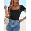 imagePRETTYGARDEN Short Sleeve Shirts for Women 2026 Summer Trendy Scoop Neck Ribbed Tops Spring Casual Slim Fitted Basic TeesBlack