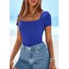 imagePRETTYGARDEN Short Sleeve Shirts for Women 2026 Summer Trendy Scoop Neck Ribbed Tops Spring Casual Slim Fitted Basic TeesBrilliant Blue