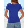 imagePRETTYGARDEN Short Sleeve Shirts for Women 2026 Summer Trendy Scoop Neck Ribbed Tops Spring Casual Slim Fitted Basic TeesBrilliant Blue